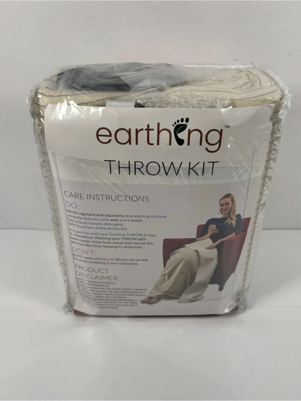 Earthing Grounding Throw Kit - Natural Cream Colored Blanket